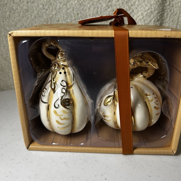Blue Sky Goldminc Pumpkin Gourd Fall Thanksgiving Salt & Pepper Shakers #0133 - Picture 2 of 2
